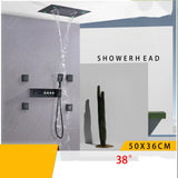 Thermostatische Douchekraan met LED Display – Ingebouwde Smart Functie | Vierkante Douchestraal | Messing | Zwart