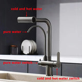 Messing Keukenkraan met Gefilterde Uitloop | Enkel Handvat | Geborsteld