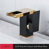 Wastafelkraan met Watervaluitloop – 2-Gats | Enkele Hendel | Keramisch Ventiel | Inclusief Slangen & Dekplaat