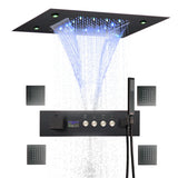 Thermostatische Douchekraan met LED Display – Ingebouwde Smart Functie | Vierkante Douchestraal | Messing | Zwart