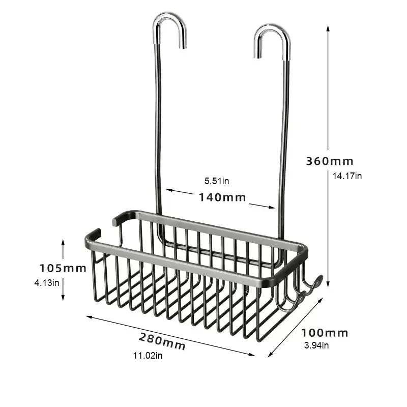 AluGrip Doucherek Zonder Boren – Verwijderbaar Aluminium Badmandje – Wandmontage & Roestvrij