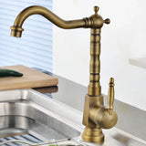 Antieke Wasbakkraan – 360° Draaibaar | Warm & Koud Water | Gouden Afwerking