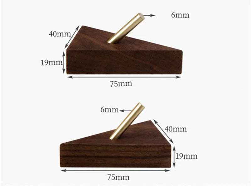 TriLuxe Driehoek Wandhaak – Messing & Massief Hout