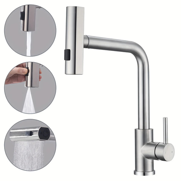 SteelFlex Gun Gray Uittrekbare Keukenkraan