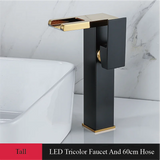 Wastafelkraan met Watervaluitloop – 2-Gats | Enkele Hendel | Keramisch Ventiel | Inclusief Slangen & Dekplaat