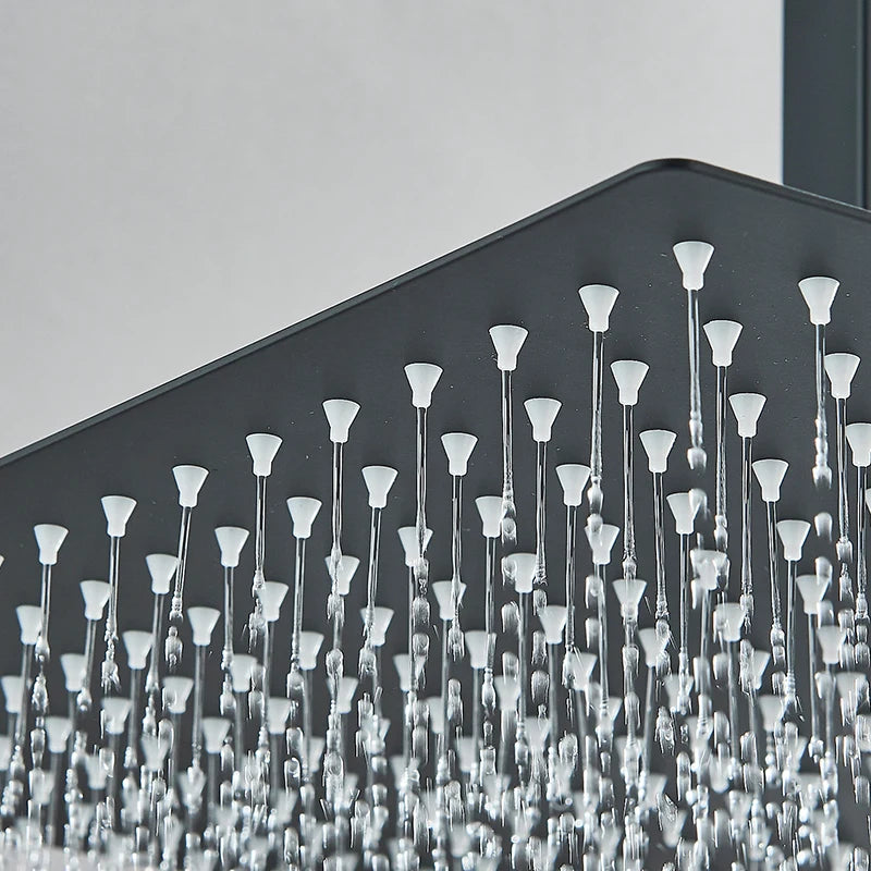 Vierkante Regendouchekop | Mat Zwart – Wand- & Plafondmontage | 360° Roteerbaar