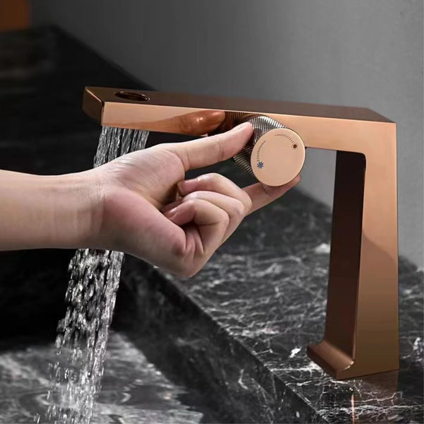 AurumFlow Luxe Roze Gouden Wastafelkraan
