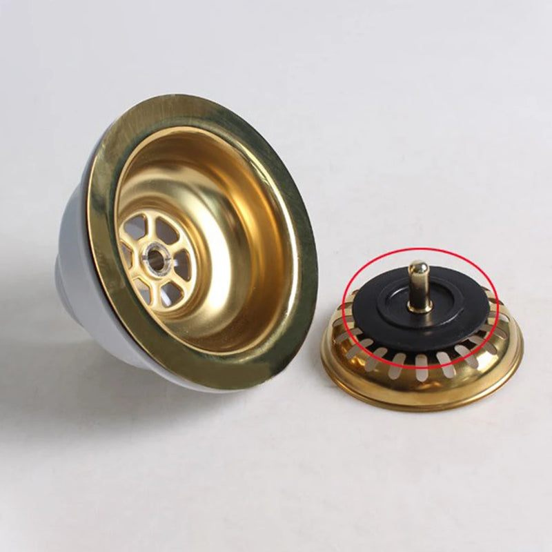 Aurelio Goudkleurige RVS Gootsteenstop – 114mm Luxe Afvoerzeef