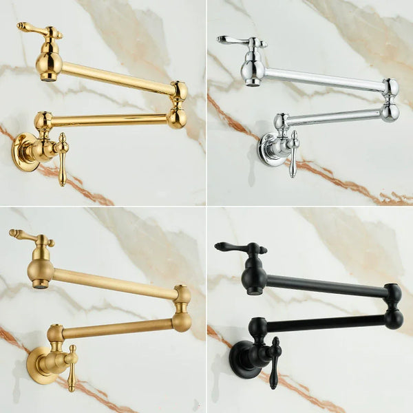 RoyalPour – Luxe Goudkleurige Uitschuifbare Pot Filler Wandkraan