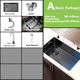 Keukenwastafel Roestvrijstaal Grote Enkele Nano Gegraveerde Honingraat Onderbouw Wastafel