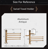 Handdoekrek | Geborsteld Goud | Aluminium | <50 cm | Antiek Gegraveerd