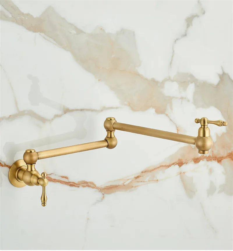 RoyalPour – Luxe Goudkleurige Uitschuifbare Pot Filler Wandkraan
