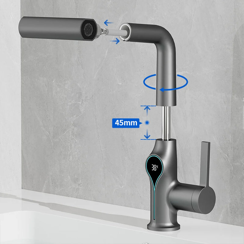 AquaGlow Waterval Wastafelkraan met Digitale Temperatuurweergave