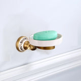 RoyalRetro Antiek Messing Badkamer Accessoireset met Porselein