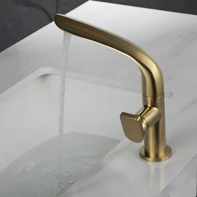 AquaLux Wastafelkraan – Draaibare Luxe Koud-Warm Kraan met Messing Behuizing