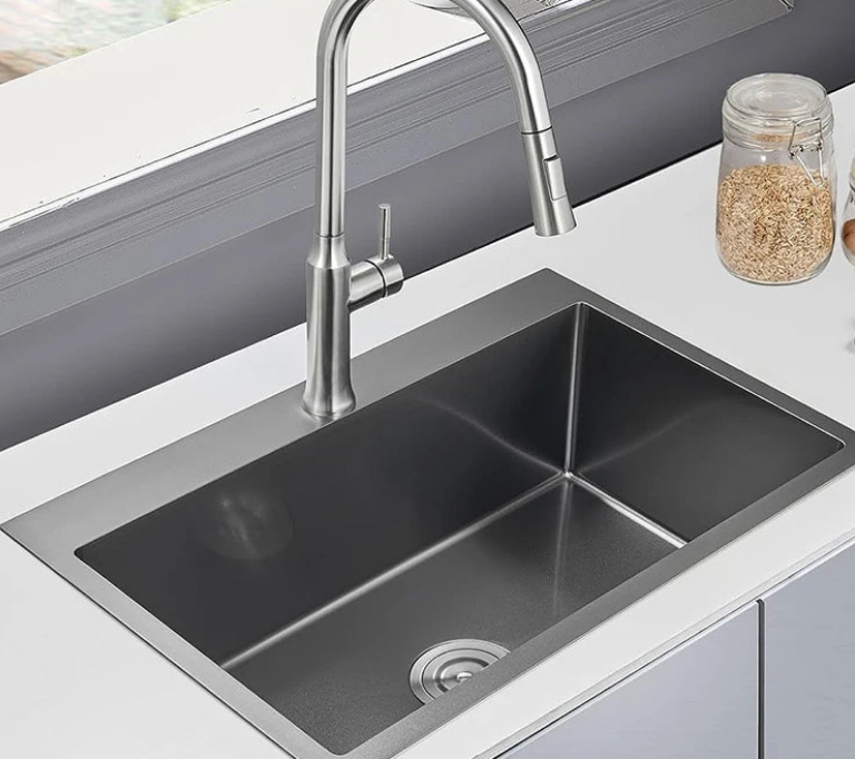 Zwarte Keukenspoelbak – Enkelbak | Topmount | 304 RVS | 9 Inch Diep