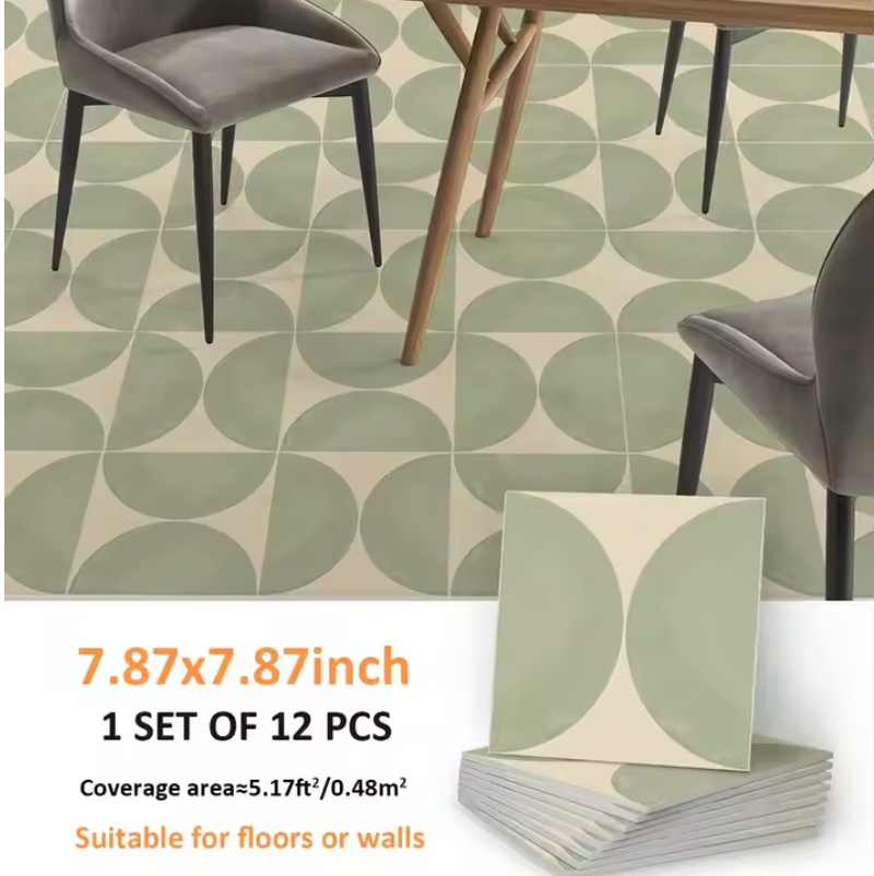 NordicTyle – 12-delige Scandinavische Vloersticker Set