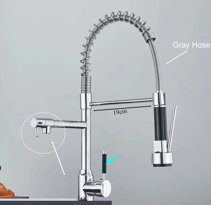 Uittrekbare Keukenkraan | Nikkelgoud | Warm & Koud Water | Enkel Handvat