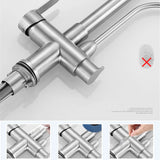 Vrijstaande Keukenkraan – Dubbele Handgreep | Geborsteld RVS | Warm & Koud Water