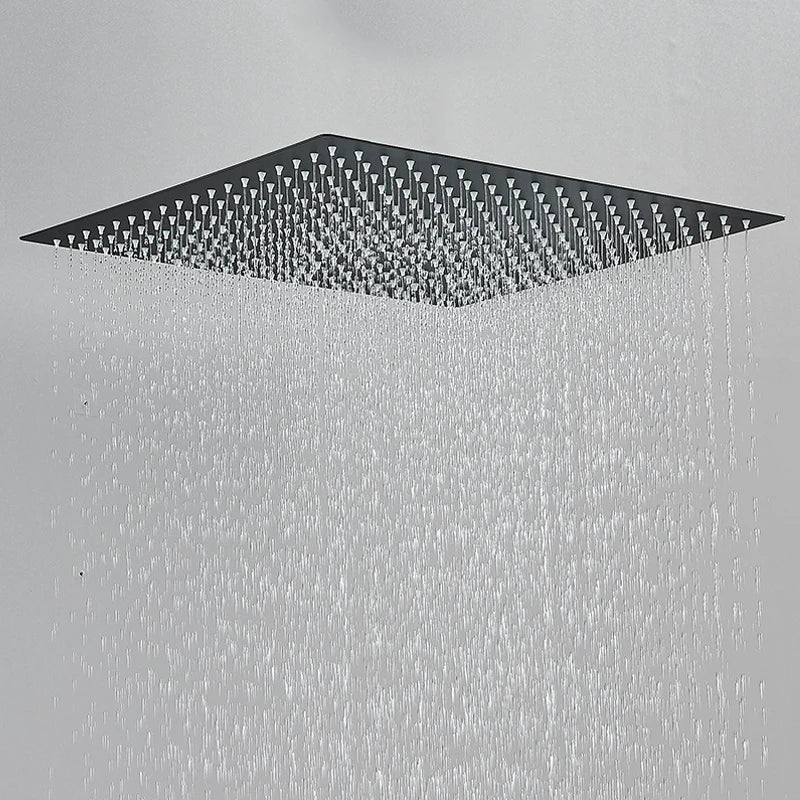 Vierkante Regendouchekop | Mat Zwart – Wand- & Plafondmontage | 360° Roteerbaar