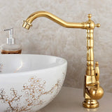 Antieke Wasbakkraan – 360° Draaibaar | Warm & Koud Water | Gouden Afwerking