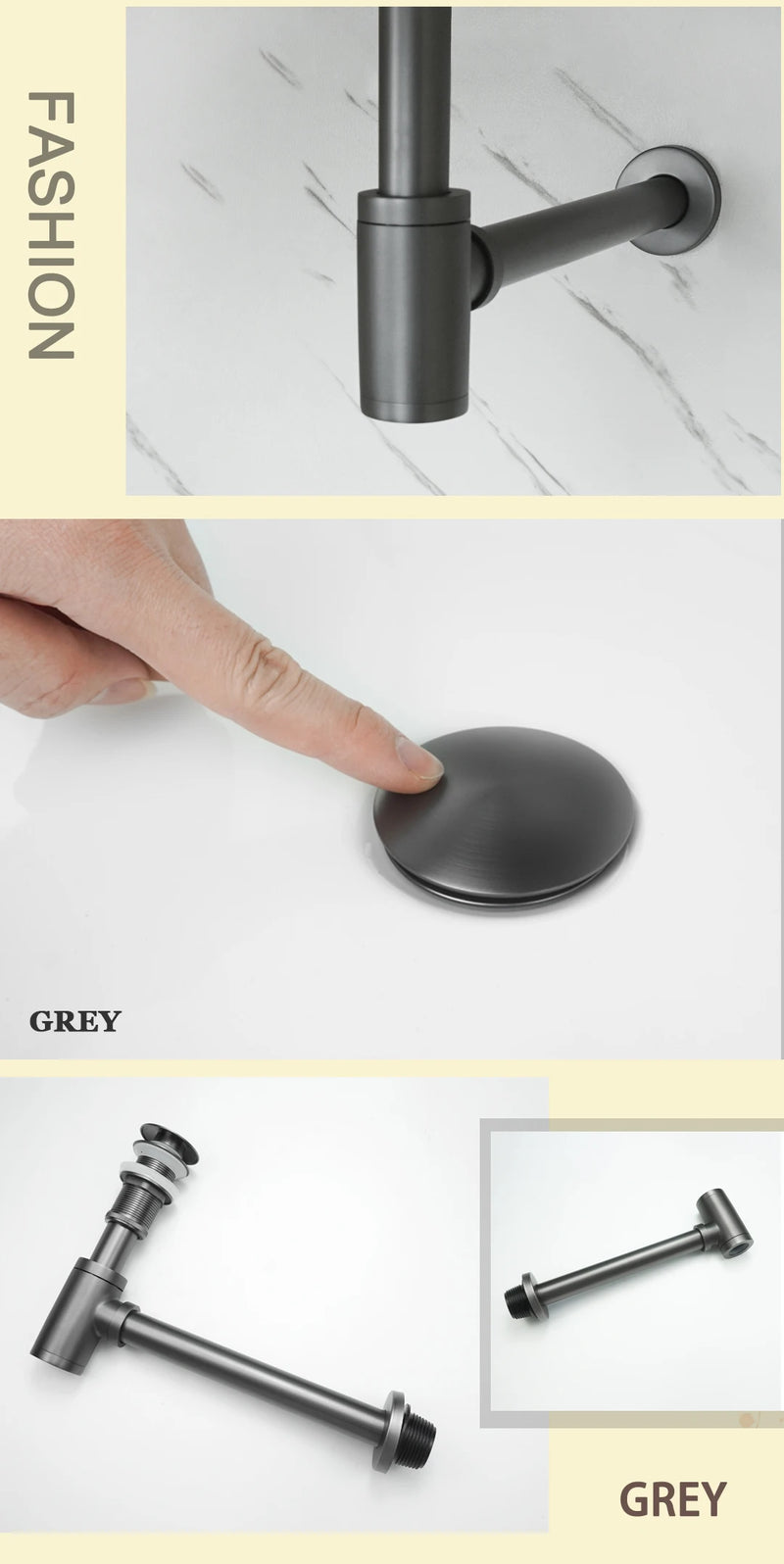 AquaStop Luxe Koperkleurige Geurvrije Sifon & Pop-Up Afvoer