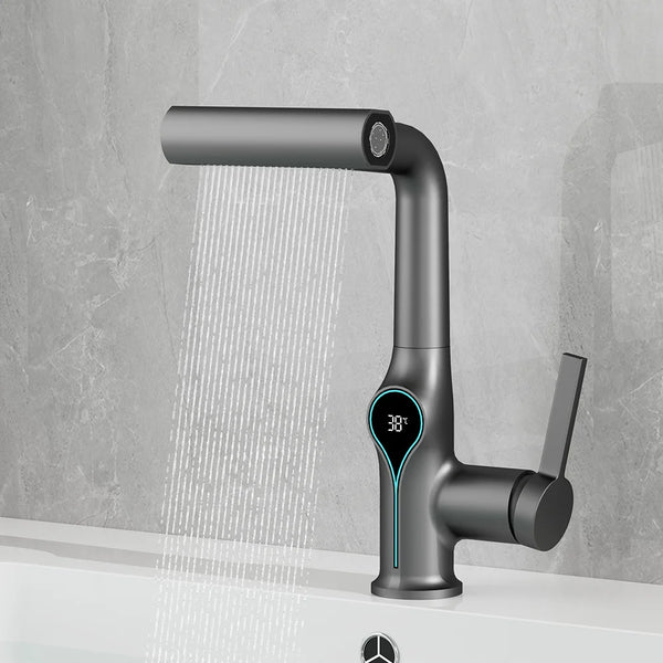 AquaGlow Waterval Wastafelkraan met Digitale Temperatuurweergave