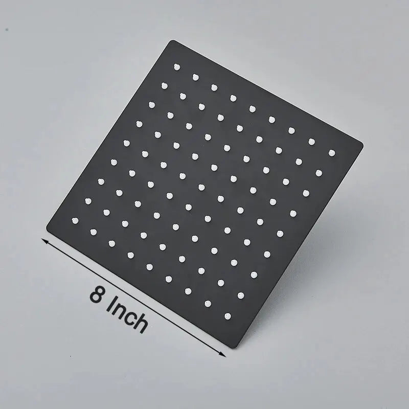 Vierkante Regendouchekop | Mat Zwart – Wand- & Plafondmontage | 360° Roteerbaar