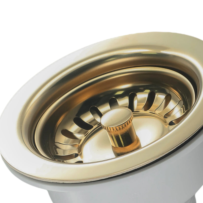Aurelio Goudkleurige RVS Gootsteenstop – 114mm Luxe Afvoerzeef