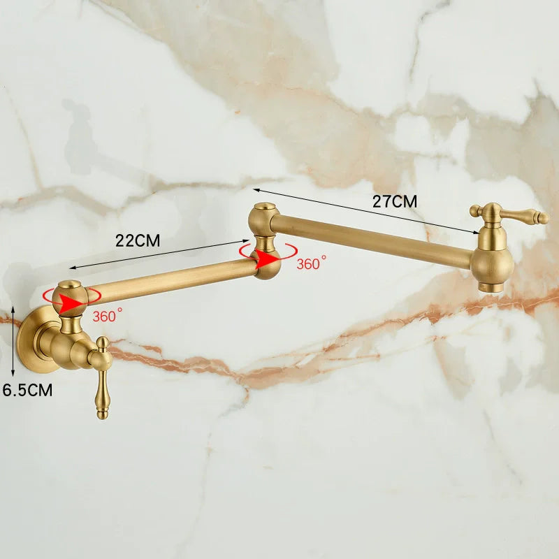 RoyalPour – Luxe Goudkleurige Uitschuifbare Pot Filler Wandkraan