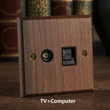 RetroLux Zwart Walnoot 1–4 Gang Wandschakelaar met Messing Toggle