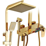 Thermostatische Doucheset – Geborsteld Goud | Messing & ABS | Verstelbare Hoogte | 20 Inch Vierkante Douchekop