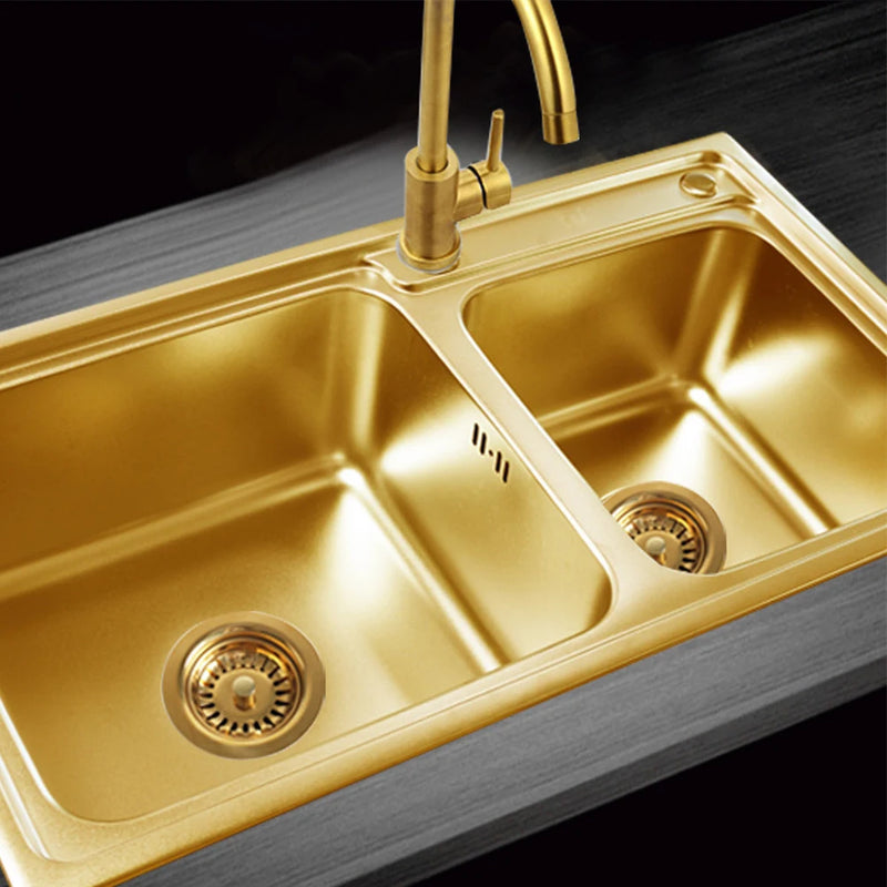 Aurelio Goudkleurige RVS Gootsteenstop – 114mm Luxe Afvoerzeef