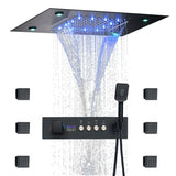 Thermostatische Douchekraan met LED Display – Ingebouwde Smart Functie | Vierkante Douchestraal | Messing | Zwart
