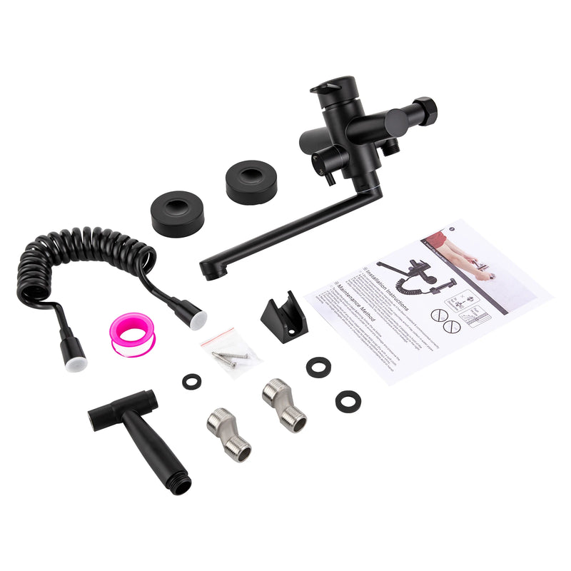 AquaFlex Wandkraan met Zijspuit – 360° Draai