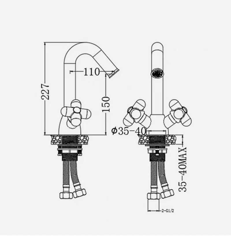 AUREVO Dubbele Handgreep Badkamerkraan