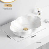 Ovale Keramische Wastafel met Marmerpatroon – Tafelbladmodel | Licht Luxe Design | 12L