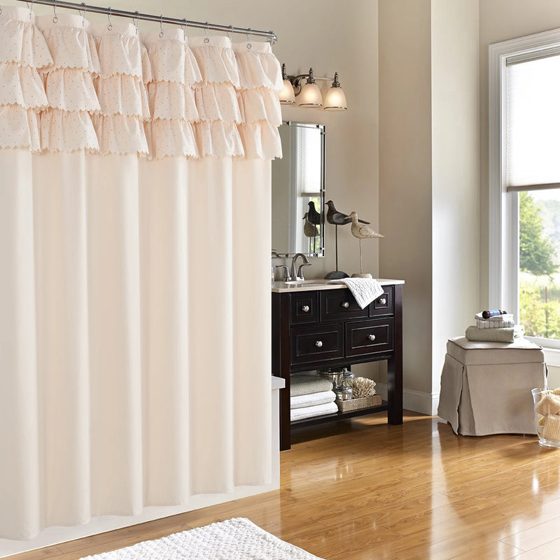 BohoChic Douchegordijn – Beige/Oud Ivoor