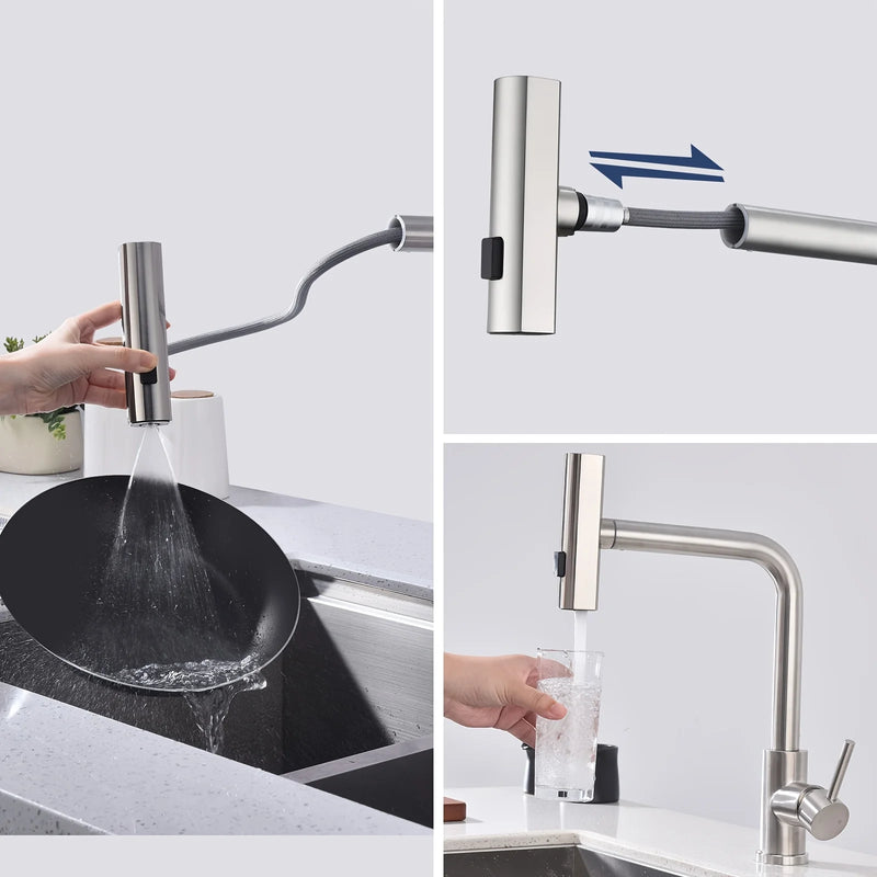 SteelFlex Gun Gray Uittrekbare Keukenkraan