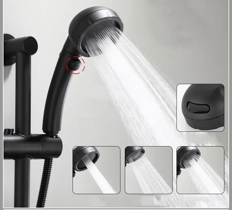 AquaJet Zwart Messing Wandkraan met Zijspuit