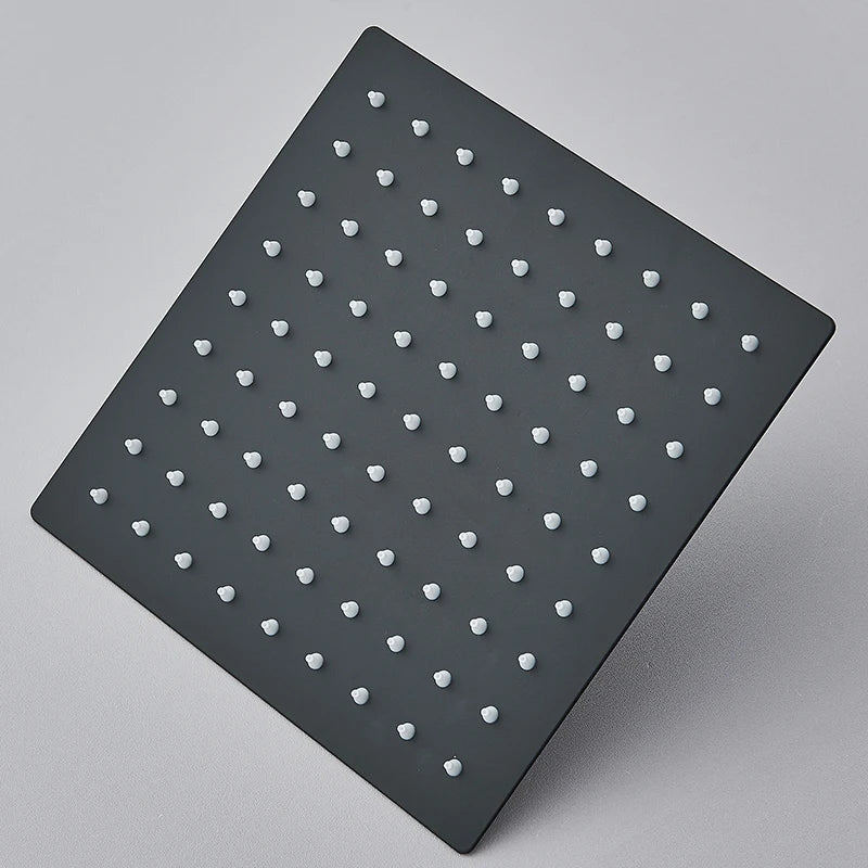 Vierkante Regendouchekop | Mat Zwart – Wand- & Plafondmontage | 360° Roteerbaar