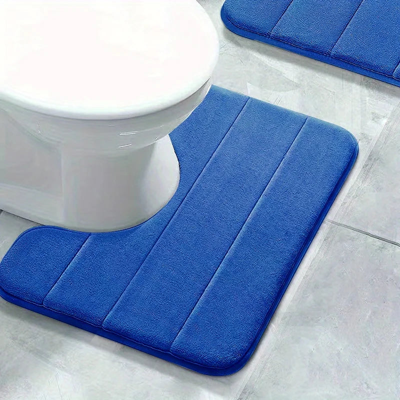SoftStripe Badkamer Toilet U-mat – Absorberend & Antislip Microvezel Tapijt