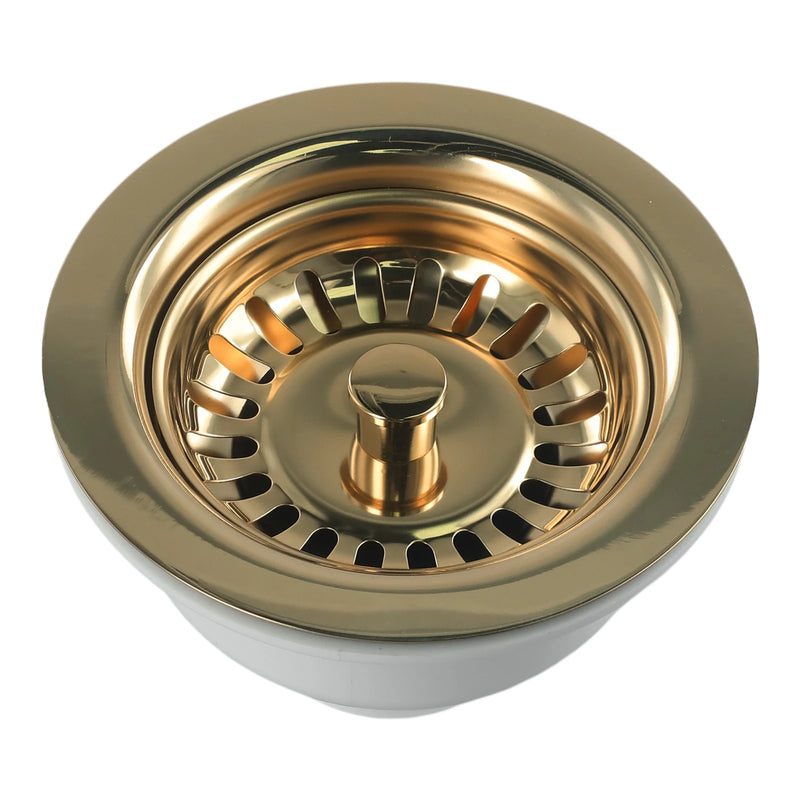 Aurelio Goudkleurige RVS Gootsteenstop – 114mm Luxe Afvoerzeef