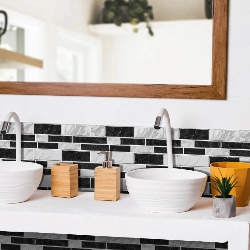 LuxeMarmer Zwart-Wit Marmerlook Wandstickers