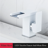 Wastafelkraan met Watervaluitloop – 2-Gats | Enkele Hendel | Keramisch Ventiel | Inclusief Slangen & Dekplaat