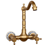 Wandgemonteerde Keuken- en Badkamerkraan – Antiek Messing | Warm & Koud Water