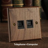 RetroLux Zwart Walnoot 1–4 Gang Wandschakelaar met Messing Toggle