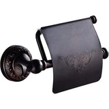RetroRoll Zwart Antiek Toiletpapierhouder – Smeedijzeren Look met Sierlijke Gravure