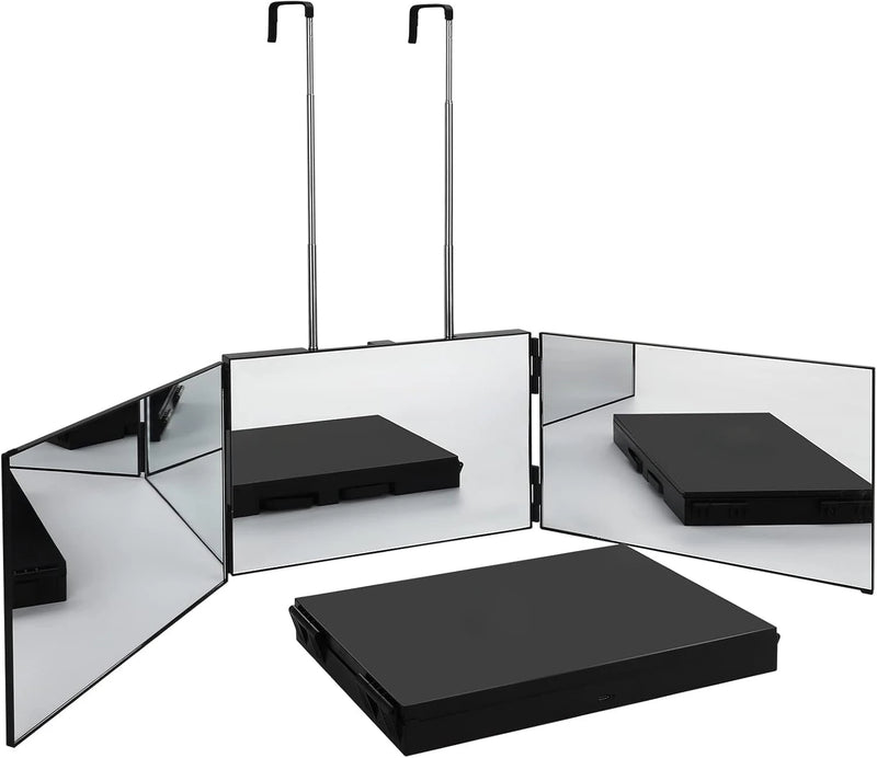 GlamFold 360 – Draagbare 3-Delige Make-up Spiegel met Verstelbare Haak