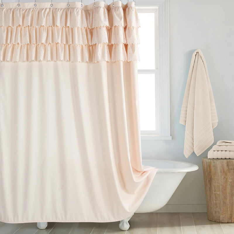 BohoChic Douchegordijn – Beige/Oud Ivoor